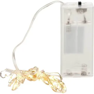 Cepewa LED Lichterkette Batterie Draht 10 Micro LEDs warmweiß silber Batterie Innen - Silber