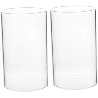 Didiseaon Glaszylinder Ohne Boden: 2 Stück Glaszylinder für Kerzen Offene Kerzenabdeckungen für Stumpenkerzen Transparent Winddicht für Haushalt und Tischdeko