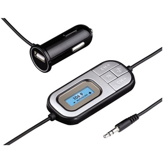 Hama FM Transmitter Display Klinke Auto-Radio AUX KFZ-Transmitter 3,5-mm-Klinkenanschluss zu 3,5 mm Klinke, Handy MP3-Player Kfz Adaper Auto-Scan schwarz