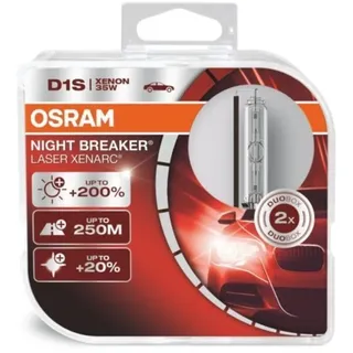 OSRAM XENARC NIGHT BREAKER LASER D1S, +200 % mehr Helligkeit, HID Xenon-Scheinwerferlampe, 66140XNL, Faltschachtel (1 Lampe)