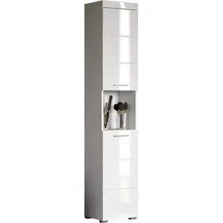 trendteam Amanda Hochschrank 37 x 190 x 31 cm Weiß Hochglanz Metall/MDF/Spanplatte