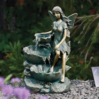 Festive Lights 41cm LED Solar Springbrunnen Fee Wasserfall Solarbetrieben Brunnen Garten für Innen und Außen Solar Brunnen für draussen Wasserspiel Garten Bronze