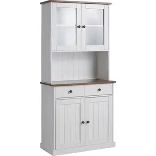 Interlink Buffetschrank Westerland Kiefer Massivholz 90 x 191 x 45 cm Weiß