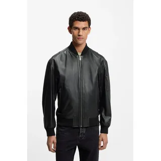 Boss Regular Fit Lederjacke im College-Stil Modell 'JAKRI', Black, 52