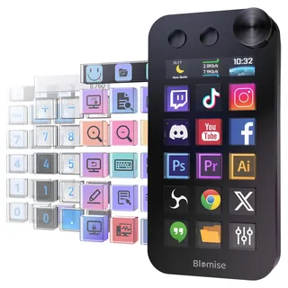 Stream Control Deck, Studio Controller, Mit 17 anpassbaren LCD Makrotasten, GIF-Animation und Screenshot-Symbole, 3-Modus-Knopfumschaltung, für Content Creators, Streaming, kompatibel mit Mac und PC