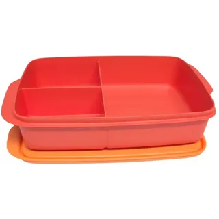 Tupperware to Go Lunchbox Clevere Pause 1000ml mit Trennwand Eco+ Schule Brotdose mit Abteilung drei Fächer orange XL 1000 ml