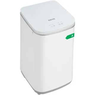 HAVA Mini Waschmaschine, 3 kg Fassungsvermögen Kleine Waschmaschine & Schleuder, Vollautomatisch mit 8 Programmen, Heißwaschfunktion & Ablaufpumpe, Platzsparend für Wohnungen, Wohnheime und Wohnmobile