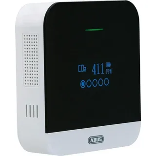 ABUS CO2-Melder CO2WM110 AirSecure Messgerät für Luftqualität, Luftfeuchtigkeit und Temperatur im Raum - mit Alarm und CO2-Ampel - 10-Jahres-Sensor