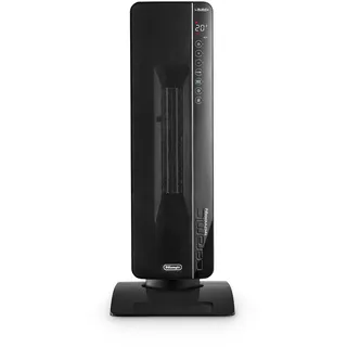 De'Longhi TCH – Turmventilator mit Heizfunktion, Heizung für Räume bis 70m3, 3 Leistungsstufen, Individueller Komfort mit Motoroszillation, 24h Timer, Leicht, 2400W, Schwarz (TCH8993ER.BC)
