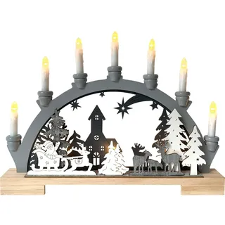 Hti-Living Leuchtbogen Weihnachtsschlitten Grau