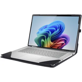 Microsoft Surface Laptop 7 15 Zoll Hülle, PU Leder Folio Stand Schutzhülle Kompatibel mit Windows 11 AI+ PC (Schwarz)