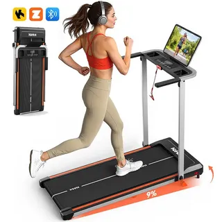 WILGOON Laufband Klappbares Laufband für Zuhause mit Bluetooth & App-Steuerung (Kompakt Laufband 1–12 km/h, 9% Steigung, 2,5 PS Motor, 38×100 cm Lauffläche, leise, inklusive Sicherheits-Key), Bluetooth & App-kompatibel (Zwift/Kinomap), bis 125 kg schwarz