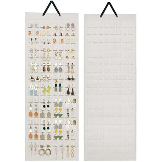 Lolalet Hängender Ohrring Organizer Schmuckaufbewahrung Wand -Beige | Ohrring Aufbewahrung mit 20 Haken und 608 Aufnahmelöchern, wandhängend wie Kleiderbügel für Piercings und Ohrringe