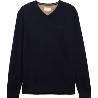 Tom Tailor 1038427 Basic Knit Pullover Mit V-ausschnitt Knitted Navy Melange M