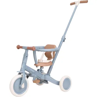 Little Dutch 4-in-1 Laufrad Dreirad - inkl. Schubstange, Pedale, Sicherheitsgurt und -Ring - Kinderdreirad - Lauffahrrad - für Mädchen und Jungen - ab 1-3 Jahre - blau