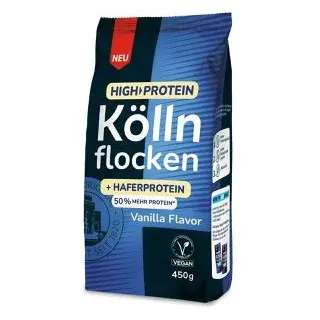 Kölln Haferflocken High Protein Köllnflocken Vanilla Flavour, aus dem vollen Haferkorn, 450 g