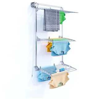 Vertikaler Wand-Wäscheständer mit 3 Ebenen, platzsparender Trockner – Foxydry Tower 88 cm Grau - Grau