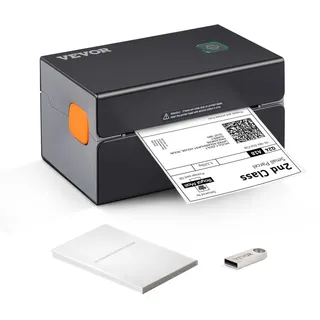 Vevor Thermo-Etikettendrucker 175x109x94mm Edikettendruckgerät 300DPI Auflösung Labeldrucker Versandetiketten Drucker Bluetooth/USB Automatische Et
