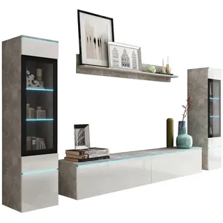 P & B Wohnwand Vera 4-tlg. ca. 240x130 cm Grau/Weiß