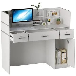 FUFU&GAGA Empfangstheke 3 Schubladen und Ablageflächen 120cm B weiß