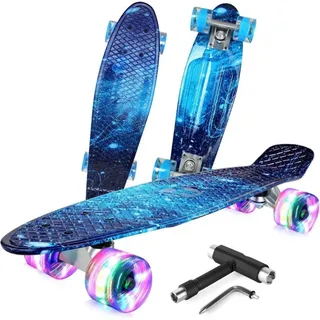 luxuskollektion BELEEV Skateboard Komplett 22 Zoll Mini Cruiser mit LED