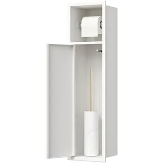 Neodrain Unterputz-Schrankmodul für die Klobürstengarnitur Edelstahl Badezimmerschrank mit Toilettenpapierhalter Weiße Toilettenschrank, 63 x 15 x 15 cm