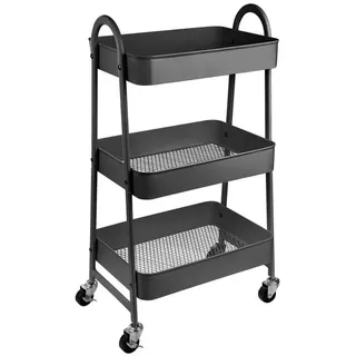 Onvaya ONVAYA® Servierwagen Silvio | Beistellwagen | dunkelgrau | 30,5 x 45 x 77 cm | 3 Fächer Multifunktionswagen | Transportwagen | Allzweckwagen | Küchentrolley | Nischenregal (dunkelgrau)