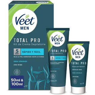 Veet Men Intim-Haarentfernungs-Set - Enthaarungscreme für den Intimbereich, für Männer - 100 ml Tube & 50 ml Pflegebalsam