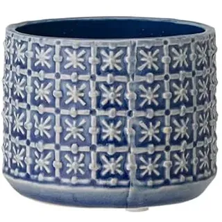 Nordring Retro Übertopf Vintage Pflanztopf für Zimmerplanzen, Sukkulenten Blumentopf Cross S (10 cm ø), blau, Keramik
