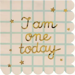 Partydeco Servietten `I am one today" 12Stk./33x33cm / Blau