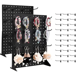 Vevor Stecktafel Displayständer, 440x330 mm, Präsentationsständer mit 30 Haken, Tafelplatte aus Stahl für Lebensmittelgeschäfte, Einzelhandelsgeschäfte & Juweliergeschäfte, (2 Stk.)