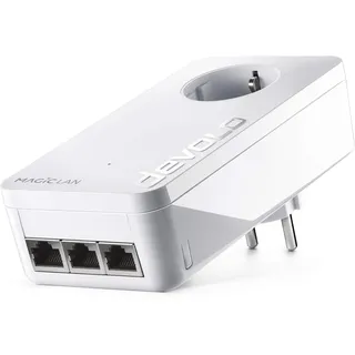 devolo Magic 2 LAN triple Erweiterungsadapter, LAN Powerline Adapter, bis zu 2.400 Mbit/s, 3x Gigabit LAN Anschluss, ideal für Gaming, dLAN 2.0, weiß