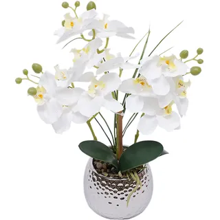 NIGORIY Künstliche Orchideen, 36x39cm Orchideen Künstlich, Künstliche Blumen Blumen Künstlich Kunstpflanzen Wie Echt Hochglanz-Keramiktöpfen, Deko Blumen künstlich, künstliche Orchideen