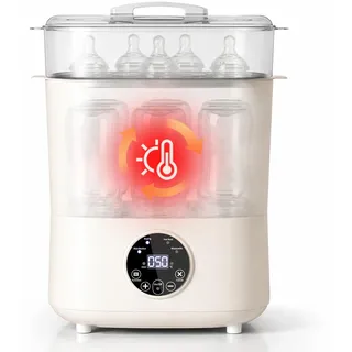 Sterilisator und Trockner für Babyflaschen, 4-in-1 Elektrischer Dampfsterilisator für Flaschen, Milchpumpen-Zubehör, Schnuller, Große Kapazität für 5-8 Flaschen, Automatische Abschaltung