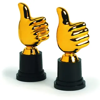 cama24com Pokal Trophäe Daumen hoch 12 Stück Mitgebsel Kindergeburtstag Mottoparty mit Palandi® Sticker