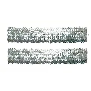 Elastisches, glitzerndes Stirnband, 5 cm breit, silberfarbene Pailletten-Stirnbänder für Damen, rutschfestes Glitzer-Sport-Stirnband, 2 Stück