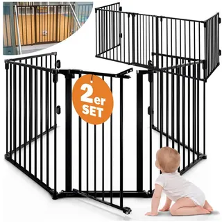 CASARIA Kaminschutzgitter 2er-Set 306x76,5 cm Schwarz