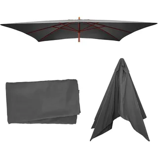 Mendler Ersatz-Bezug für Sonnenschirm Florida 3x4m, Sonnenschirmbezug Ersatzbezug, Polyester anthrazit