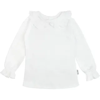 CiuchCiuch Weiße Mädchenbluse mit Kragen und Rüschen – 100% Baumwolle – Festliche Bluse – Elegant – Für die Schule – Kindergarten – Mädchenbluse – Kinderbluse - 98 - 98