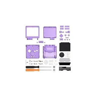 eXtremeRate Full Gehäuse für Nintendo Gameboy Advance SP,IPS Ready Upgraded Hülle & Taste, Ersatz Case Cover Shell Buttons für gba SP Konsole IPS&Standard LCD(KEIN Konsole&Platine)–Clear Lila