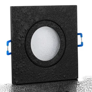 trendlights24 Mare IP44 Bad Einbaustrahler Schwarz eckig 230V LED 1er Set 3,0W 240lm GU10 Kaltweiß Einbauleuchte für Badezimmer, Feuchtraum