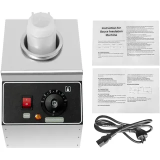 NadineDutol Soßenwärmer Saucenwärmer 650ML Saucenspender Saucen für Käse Schokolade elektrische Wärmespeichermaschine,1x Quetschflaschen Edelstahl Warmhalten 30-85 °C