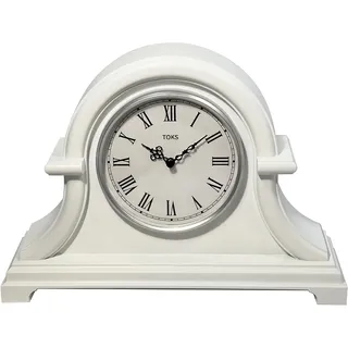 Lily's Home Kaminuhr, Nicht tickend, Napoleon-Schreibtisch- und Regal-Uhr mit Quarzwerk, ideal für Wohnzimmer, Vintage-Schreibtisch, Retro-Küche, Bauernhaus-Dekor, Kaminsims (weiß)