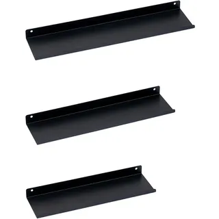 berlinlodge Wandregal 3er Set 40 x 2,5 x 10 cm Schwarz