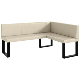 MEBLINI Eckbank für Esszimmer - Küchenbank - Essecke - Sitzecke Küche - Peter - U-Beine 128x168x87cm Rechts - Creme Kunstleder