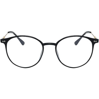 KAEOISFU Superleicht Oval Schwarz Rahmen Lesebrille Damen Herren 1,0, Runden Blaulichtfilter Computerbrille Lesebrillen, Retro-Runde Computer Lesebrillen mit Sehstärke - Lens width: 2.12 inches, Bridge width: 0.59 inches, Arm length: 5.23 inches