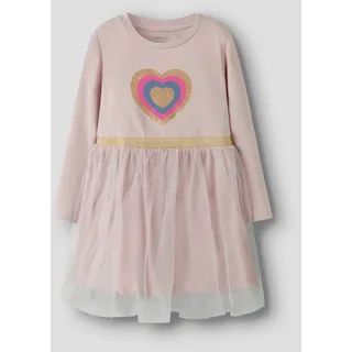 NAME IT Tüllkleid NAME IT "NMFNASTAR LS DRESS", Mädchen, Gr. 92, N-Gr, lila (burnished lila), Tüll, Obermaterial: 65% Baumwolle, 33% Polyester, 2% Elasthan, Rundhals, Kleider