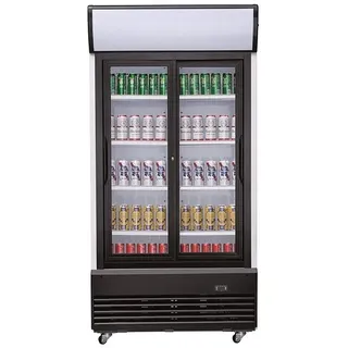 A&S polarny Mobiler Flaschenkühlschrank mit 2 Schiebe-Glastüren Getränkekühlschrank Kühlschrank  1000 L +2/10°C ISO 45 mm
