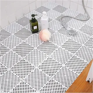 LNNNW rainage rutschfest Bodenmatte Drainage-Antirutschmatte, weiche Duschbodenmatte for die Toilette, 30 x 30 cm Badkammer mit Garten(Bianco,8pcs)