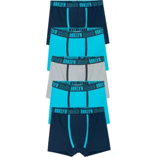 bonprix Boxershorts (Packung, 5-St) mit Print, bequeme Passform, aus Baumwolle und Elasthan, 5er-Pack blau|grau 128/134